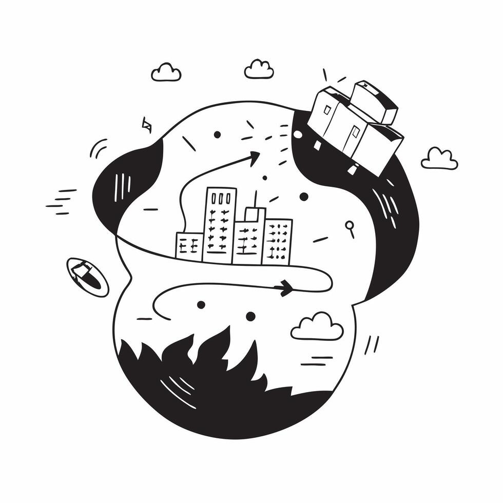 Overhead view of a city with urban forests and smart grids symbolizing green city planning in double exposure with copy space concept as An overhead view of a cityscape intertwine Clear vector