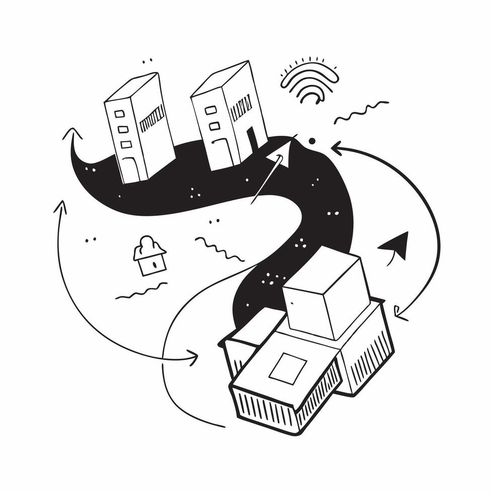 Overhead view of a city with energy efficient windows overlay symbolizing green urban design in double exposure with copy space concept as An overhead view of a city blended with Clear vector
