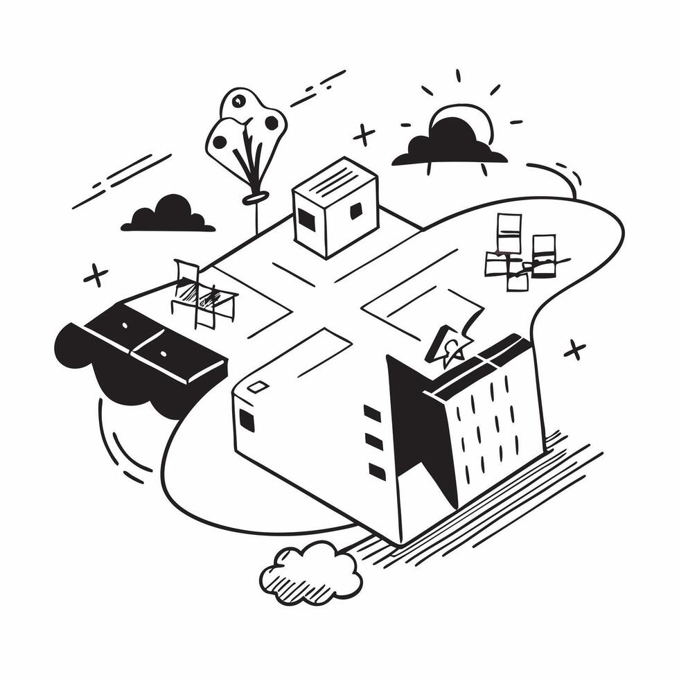 Overhead view of a city with energy efficient windows overlay symbolizing green urban design in double exposure with copy space concept as An overhead view of a city blended with Clear Set 2 vector