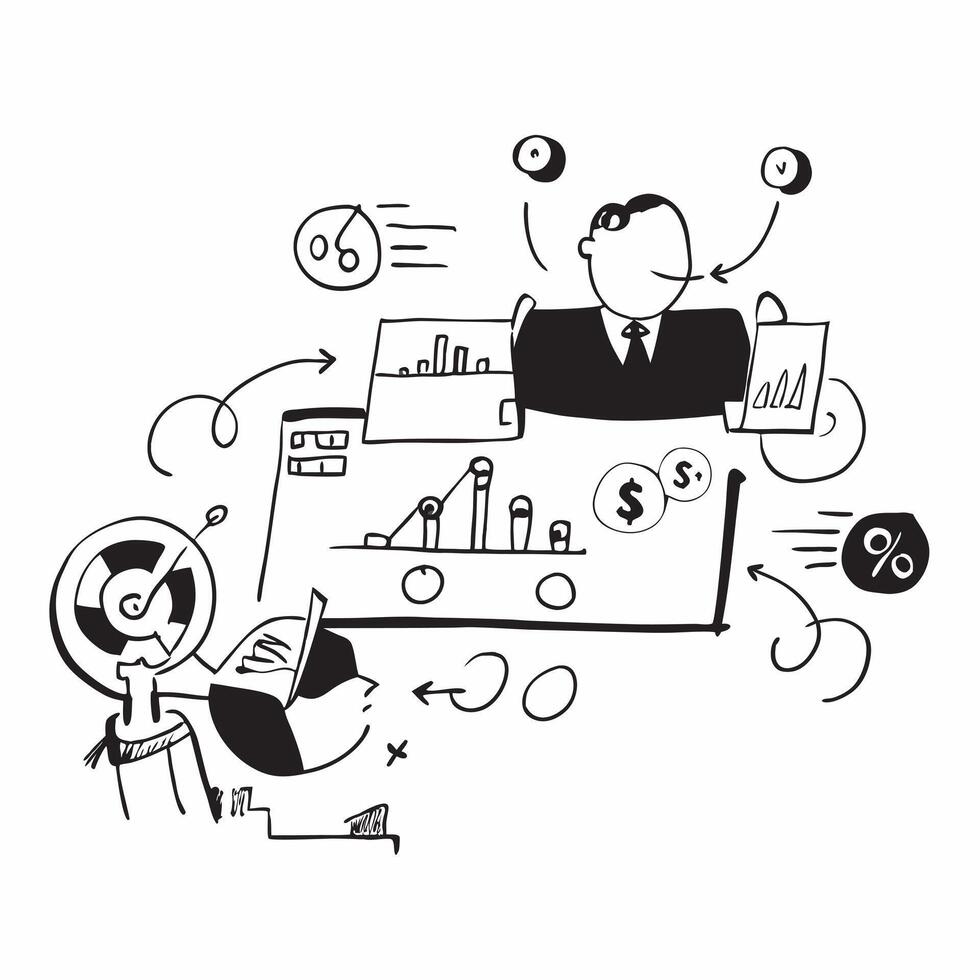 Overhead view of a CEO with digital icons and data analytics overlay symbolizing data driven leadership in double exposure with copy space concept as An overhead view of a CEO int Clear vector