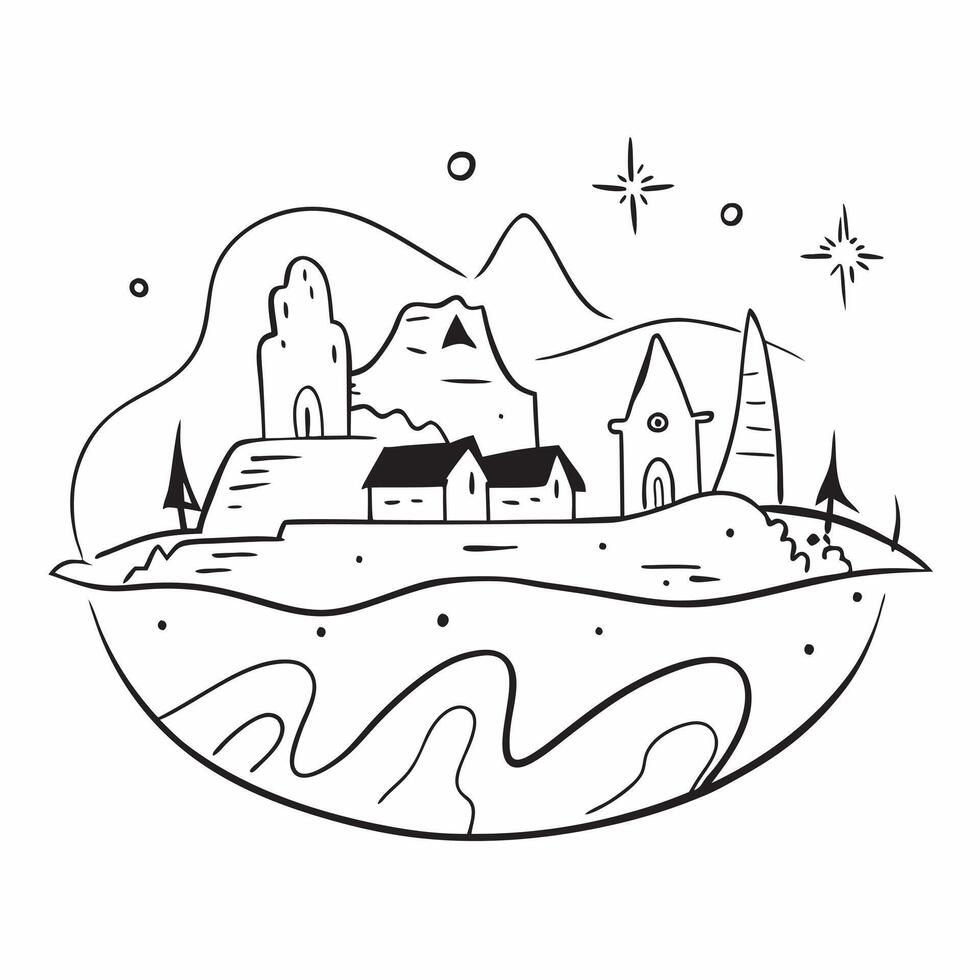 Northern Lights Over Coastal Village concept as A coastal village basks in the glow of the northern lights offering a harmonious blend of civilization and nature in Photo Stock Co Clear Set 2 vector