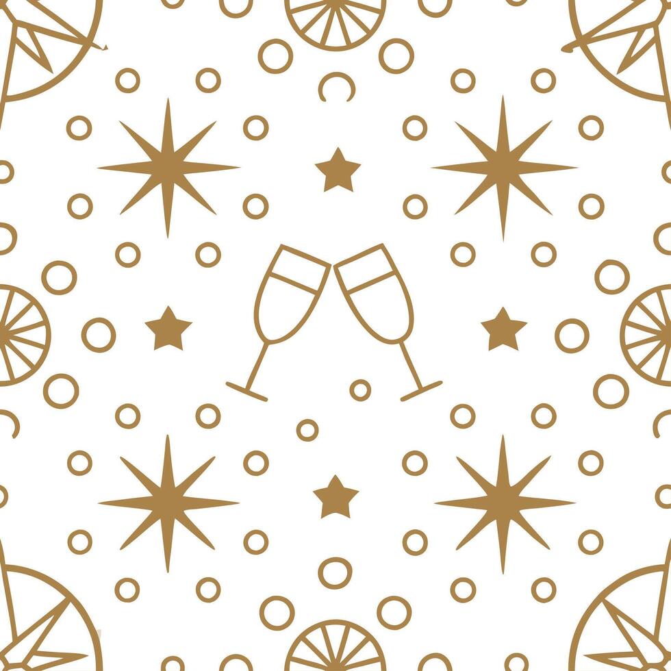 New Year seamless pattern with gold 2023 numbers sparkling stars and celebratory elements for a refined celebration feel concept as Refined New Year pattern with 2023 numbers spark Clear vector