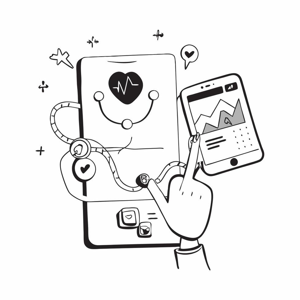 Monitoring Health with Smart Wearables concept as Monitoring personal health through smart wearables that track fitness and vital signs in a smart home in Photo Stock Concept Clear vector