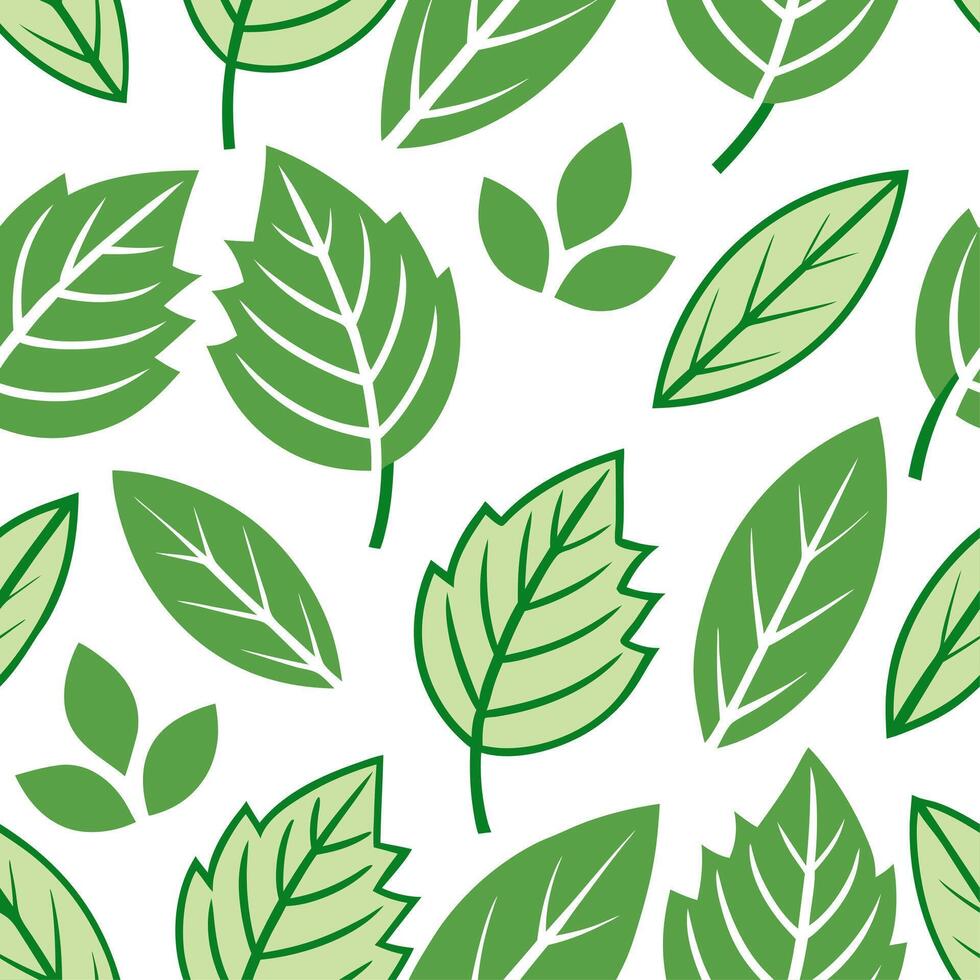 Modern spring leaves seamless pattern with geometric shapes and bright green tones for contemporary designs concept as Fresh modern spring leaves pattern with geometric shapes and Clear vector