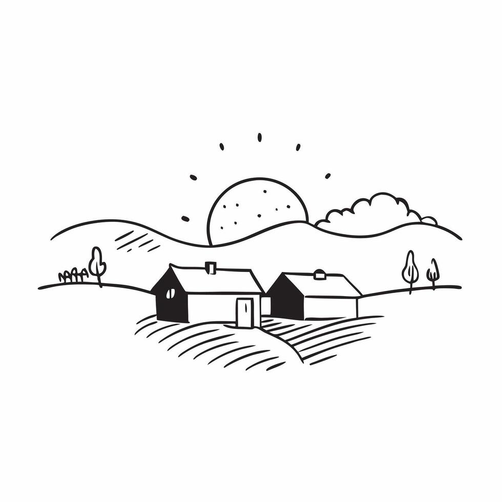 Misty Morning on the Farm concept as A rustic farm enveloped in morning mist capturing the tranquil start of a day in the countryside in Photo Stock Concept Clear vector