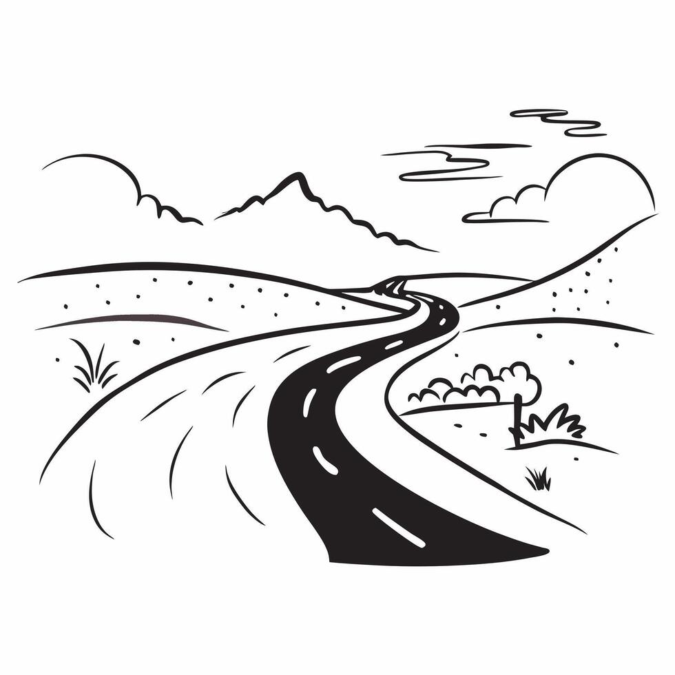 Misty Country Road concept as A winding road through a misty rural landscape embodying quiet mornings and scenic drives in Photo Stock Concept Clear Set 2 vector