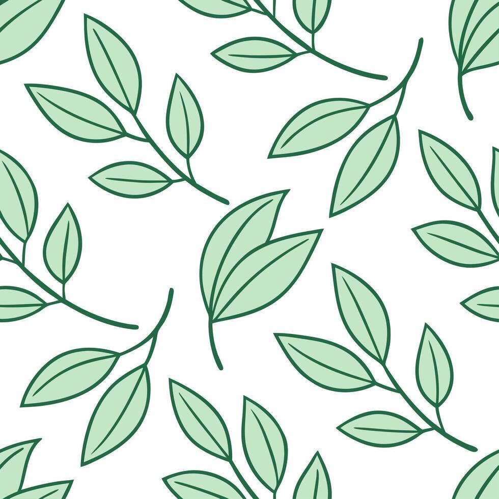 Minimalistic spring leaves seamless pattern with clean lines and soft green tones for fresh modern designs concept as Simple clean lined spring leaves pattern in soft green tones p Clear vector