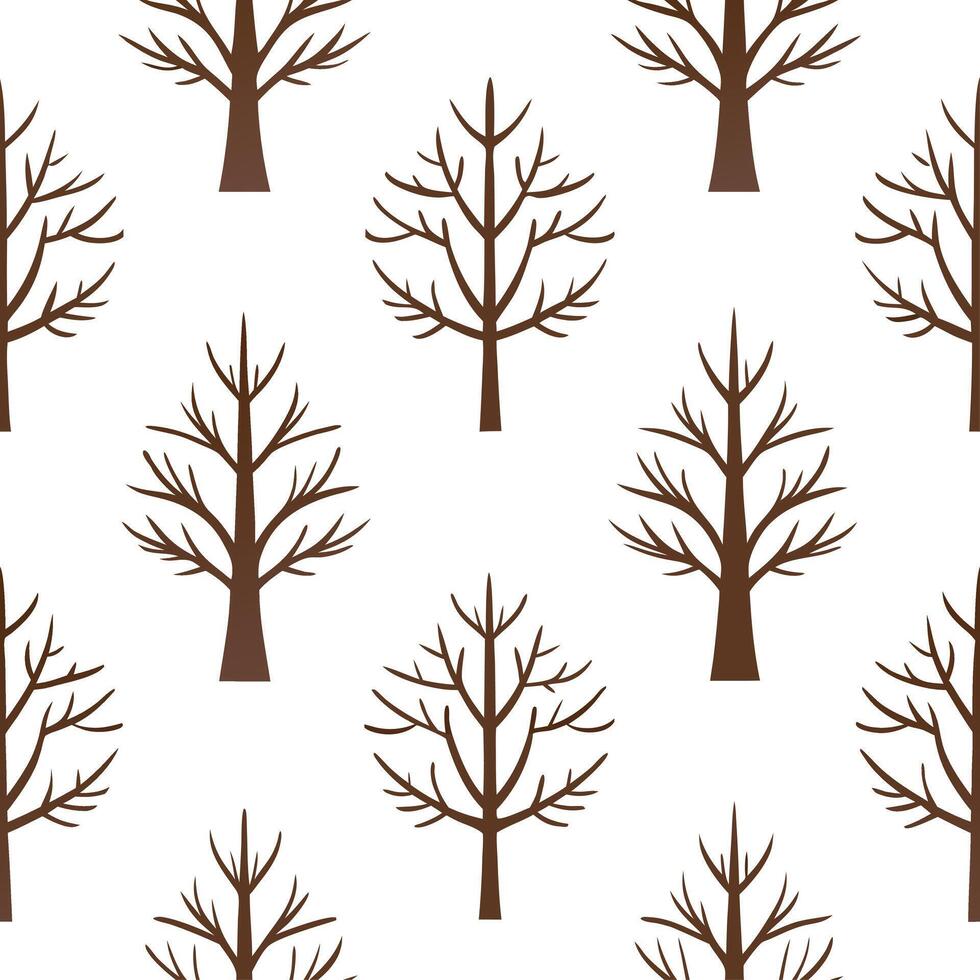 Minimalist autumn trees seamless tile pattern with simple oak and pine silhouettes for modern decor concept as Simple oak and pine tree silhouettes arranged seamlessly for a minima Clear vector