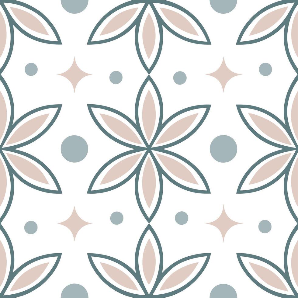 Mid century modern seamless pattern with abstract shapes and muted tones for sophisticated interiors concept as Elegant mid century abstract pattern with muted tones ideal for soph Clear vector