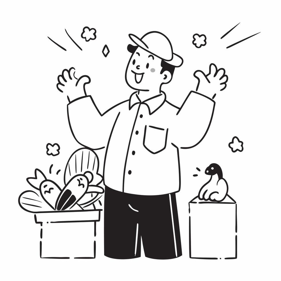 Man with Down syndrome volunteering at an animal shelter concept as A man with Down syndrome joyfully volunteering at an animal shelter highlighting inclusion kindness and the joy Clear vector