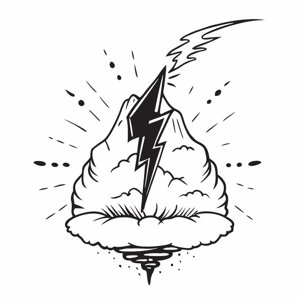 Lightning Strike on Mountain concept as Lightning strikes a mountain peak showcasing nature raw power and beauty in Photo Stock Concept Clear vector