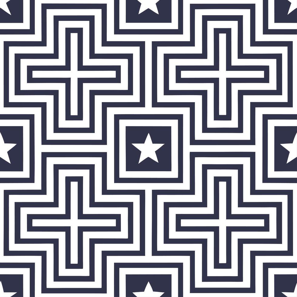 Invent seamless sci fi labyrinths using futuristic geometry star patterns and negative white space for immersive next gen brand visuals concept as Incorporate labyrinthine structur Clear vector