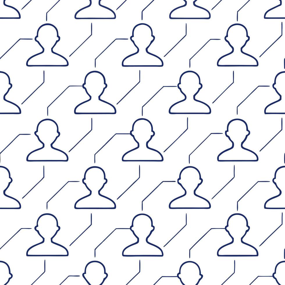 Imagine seamless tile patterns featuring VR avatar outlines circuit path lines and bright white framing for futuristic corporate materials concept as VR avatars line up with circui Clear vector