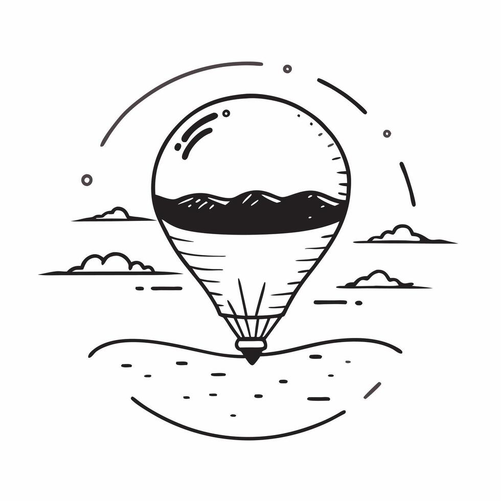 Hot air balloon flying over a sunny countryside concept as A hot air balloon flying over a sunny countryside with ample copyspace for text symbolizing the adventure and freedom of Clear vector