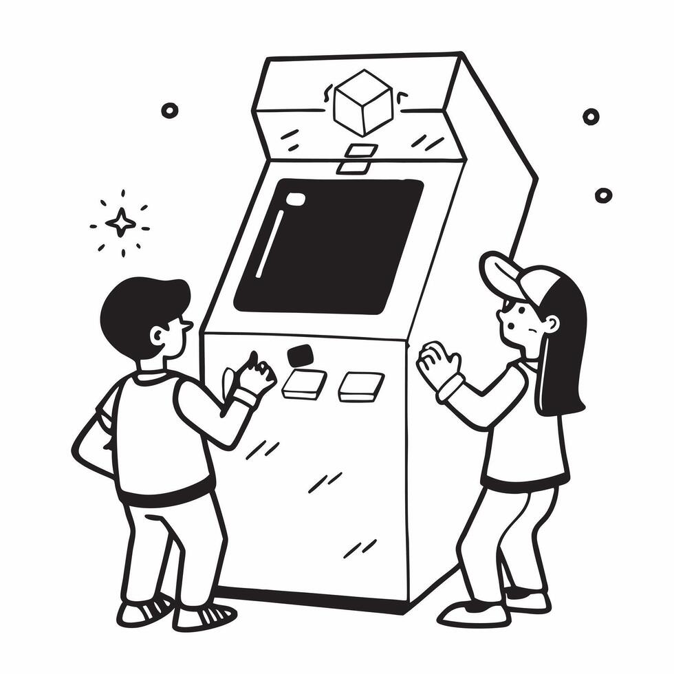 High Score Challenge on Classic Arcade concept as Gamers compete to achieve high scores at a classic arcade reviving the thrill of retro gaming in Photo Stock Concept Clear vector