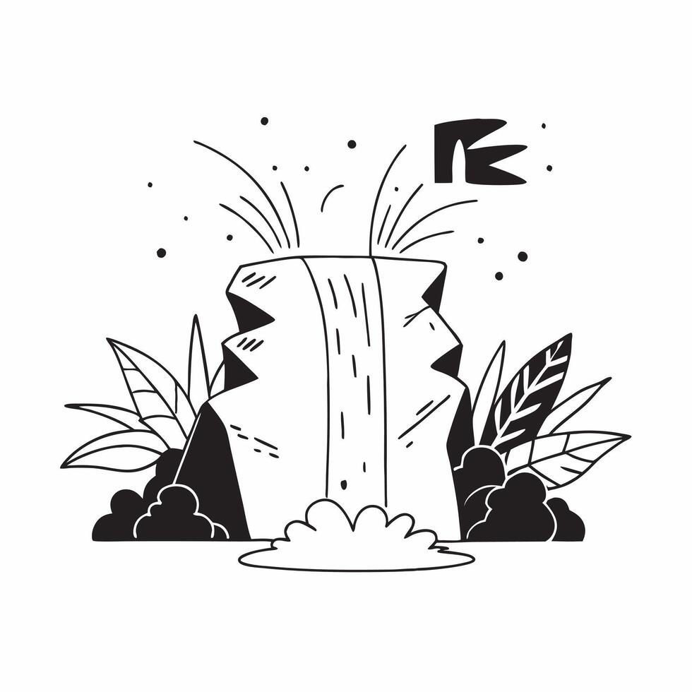 Hidden Waterfall in Rainforest concept as A secluded waterfall cascades through lush tropical foliage creating a serene escape in the rainforest in Photo Stock Concept Clear vector