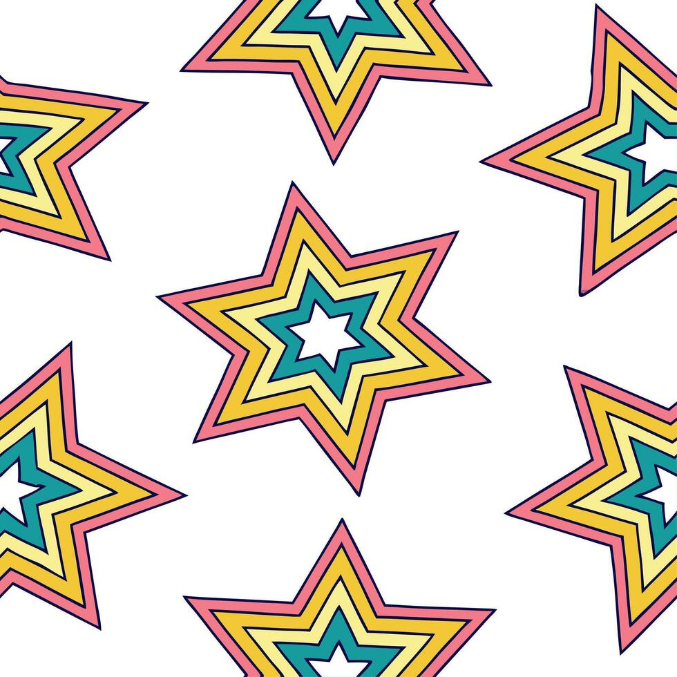 Hanukkah stars seamless pattern with multicolored designs for a vibrant energetic holiday atmosphere concept as Vibrant Hanukkah stars pattern with multicolored designs for a fun a Clear vector