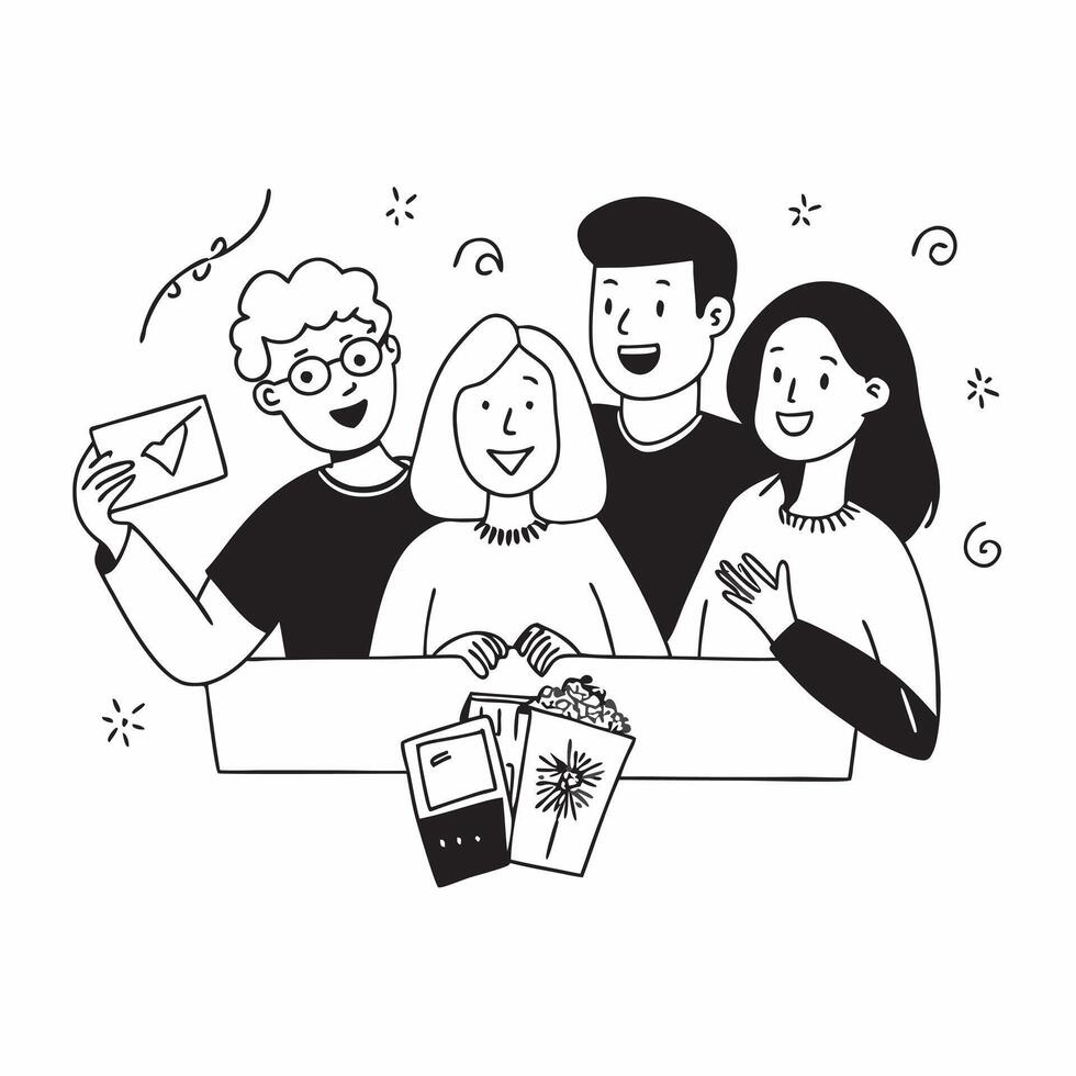 Group of friends with various disabilities enjoying a movie night concept as A diverse group of friends with various disabilities happily enjoying a movie night together emphasizin Clear vector
