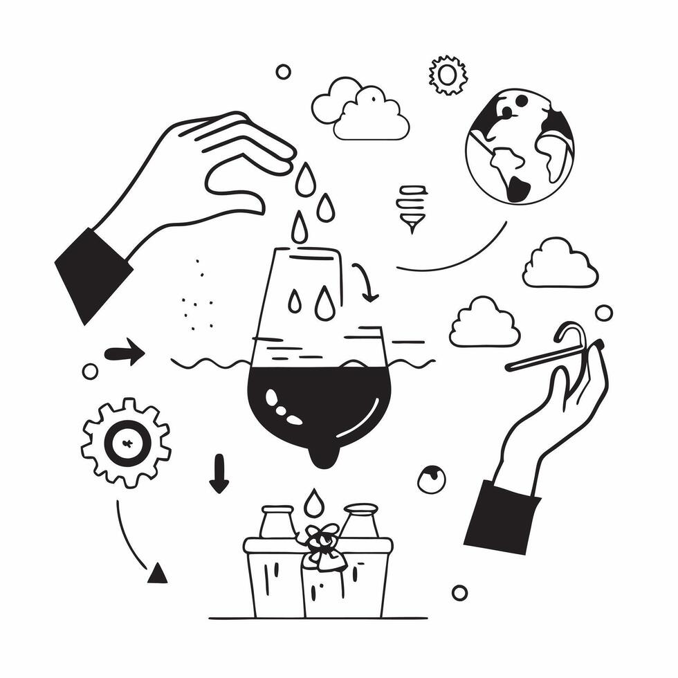 Green Marketing Strategies concept as Marketing teams develop green marketing strategies to promote environmentally friendly products and practices in Photo Stock Concept Clear Set 2 vector
