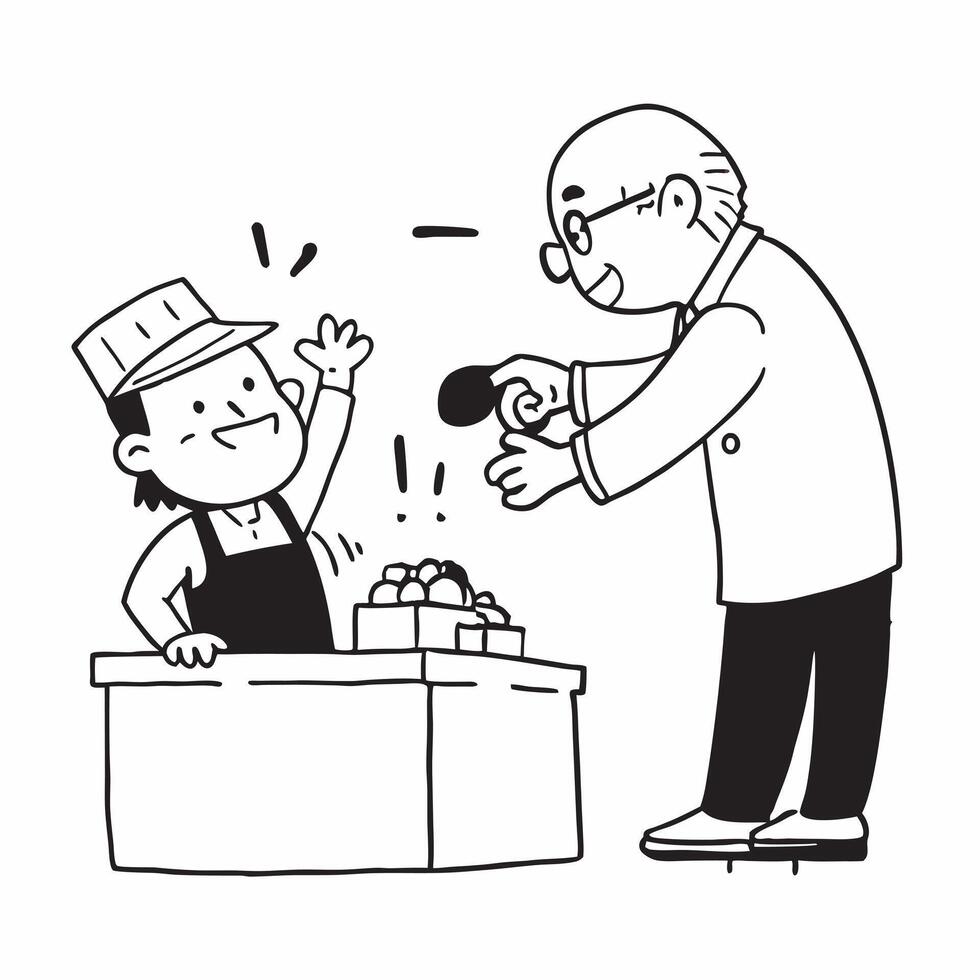 Grandfather with arthritis teaching grandchild to cook concept as A grandfather with arthritis joyfully teaching his grandchild to cook showcasing inclusion bonding and the happine Clear vector
