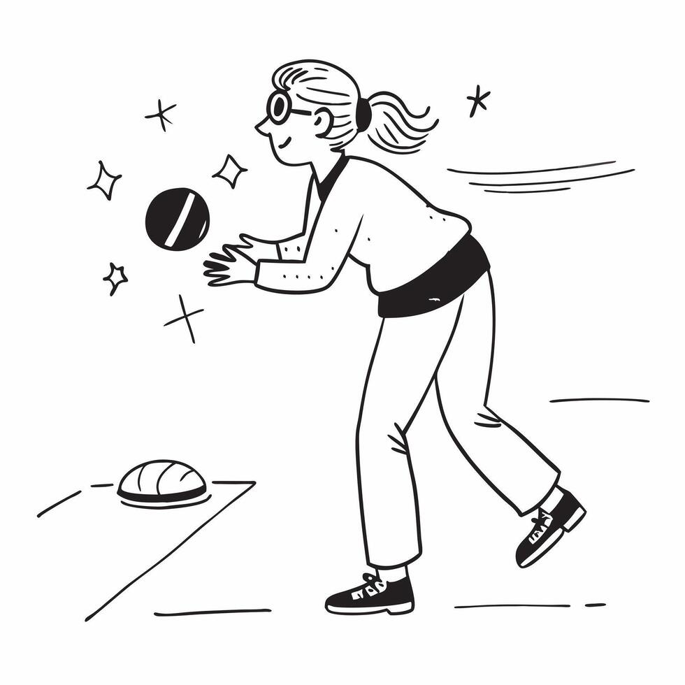 Girl with visual impairment participating in goalball concept as A girl with visual impairment actively playing goalball showcasing her skills inclusion and the excitement of team Clear Set 2 vector