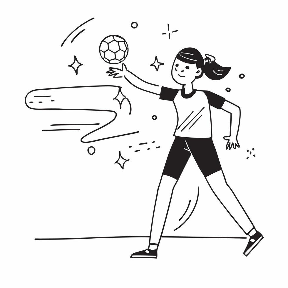Girl with visual impairment participating in goalball concept as A girl with visual impairment actively playing goalball showcasing her skills inclusion and the excitement of team Clear vector