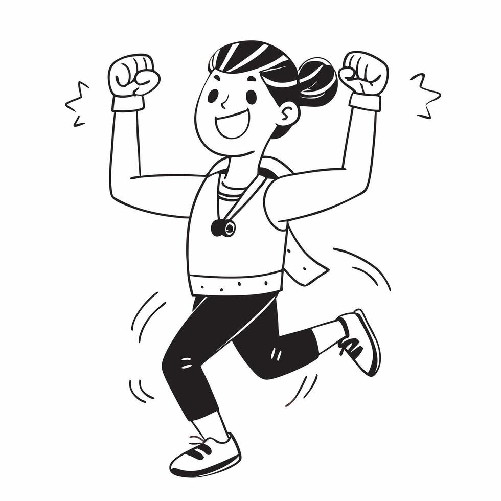 Girl with a hearing aid running a marathon concept as A girl with a hearing aid enthusiastically running a marathon highlighting her determination inclusion and the exhilaration of Clear vector