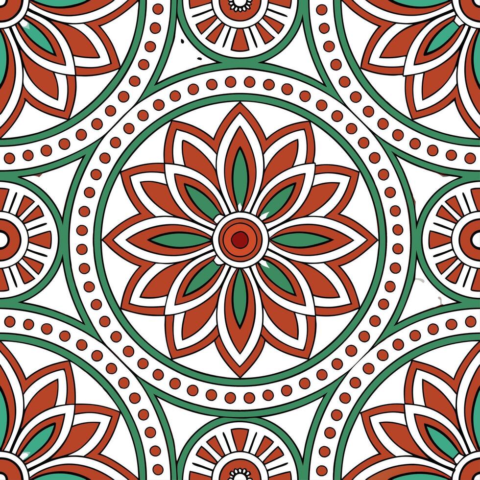Generate vibrant ethnic tile patterns with repeating designs featuring traditional motifs rich textures and isolated white space for balance concept as Traditional ethnic motifs ar Clear vector