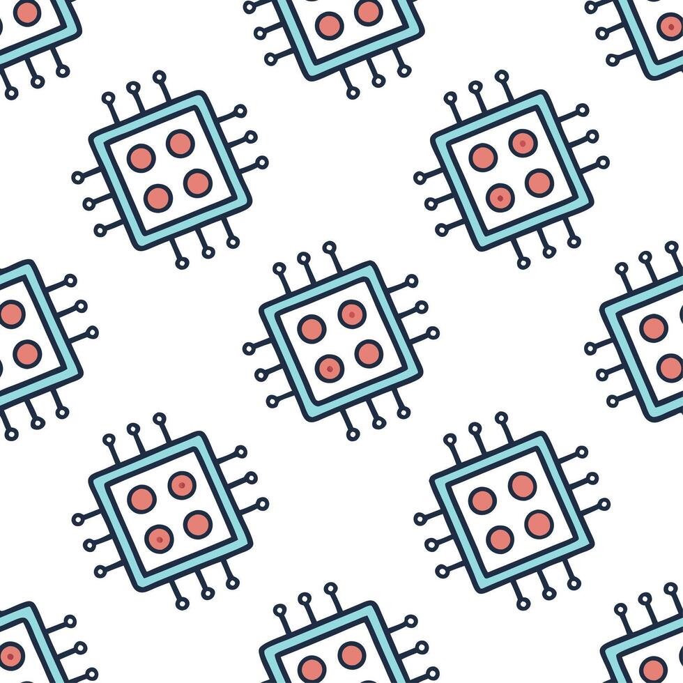 Generate seamless tile patterns with integrated circuit board motifs and digital pixel art featuring isolated white backgrounds for tech branding concept as Fuse integrated circuit Clear vector