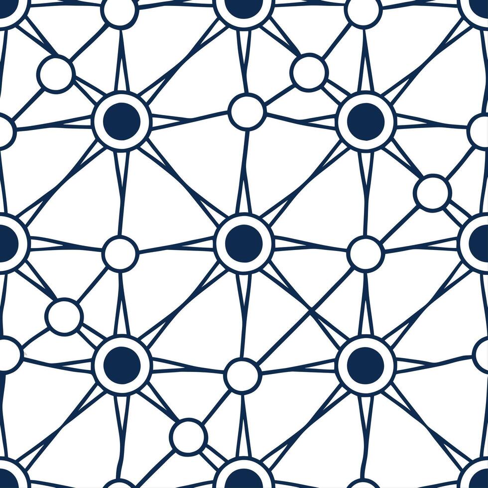 Generate seamless pattern with bold futuristic nodes refined lines white negative zones delivering a progressive vibe concept as Merge advanced geometry luminous focal points and s Clear vector