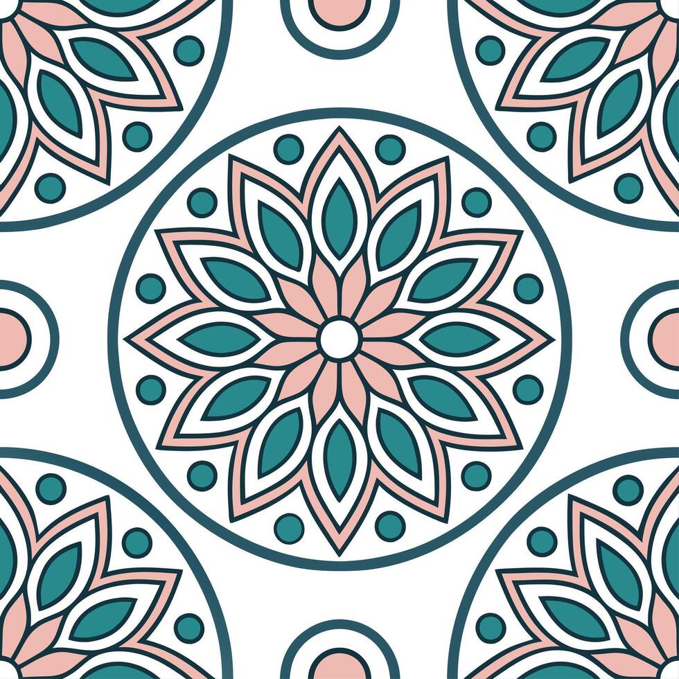Generate mandala motif synergy unify mosaic design highlight ethnic style in tile layout for pattern clarity concept as Combine digital texture with mesmerizing shapes ensure repet Clear vector