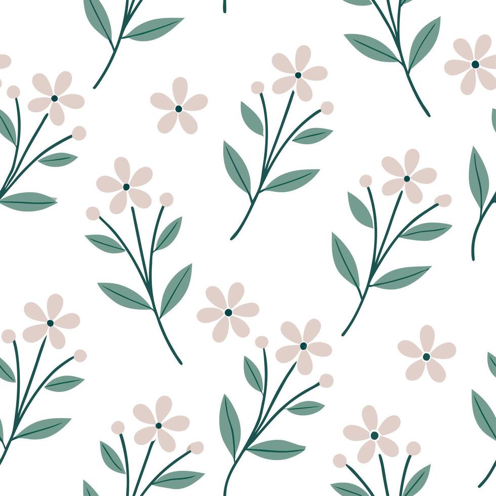 Fresh spring floral seamless pattern with lively blooms and soft white balance for cheerful spring projects concept as Lively floral pattern with blooming flowers and soft white ba Clear Set 2 vector