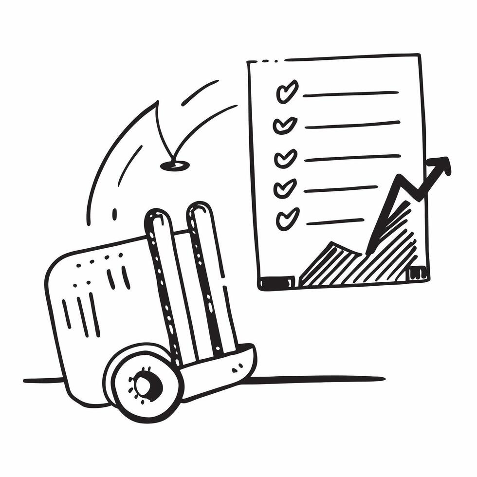 Forklift and a stock prediction chart symbolizing stock forecasting in double exposure with copy space concept as A forklift blended with a stock prediction chart representing sto Clear vector