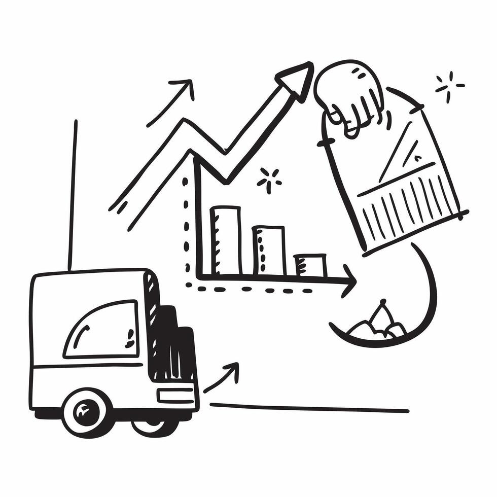 Forklift and a growth analysis chart symbolizing profit optimization in double exposure with copy space concept as A forklift blended with a growth analysis chart representing pro Clear vector