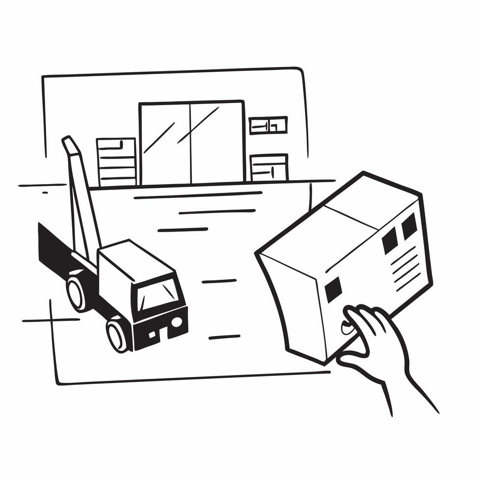 Forklift and a layout schematic symbolizing warehouse layout design in double exposure with copy space concept as A forklift blended with a layout schematic representing warehouse Clear vector