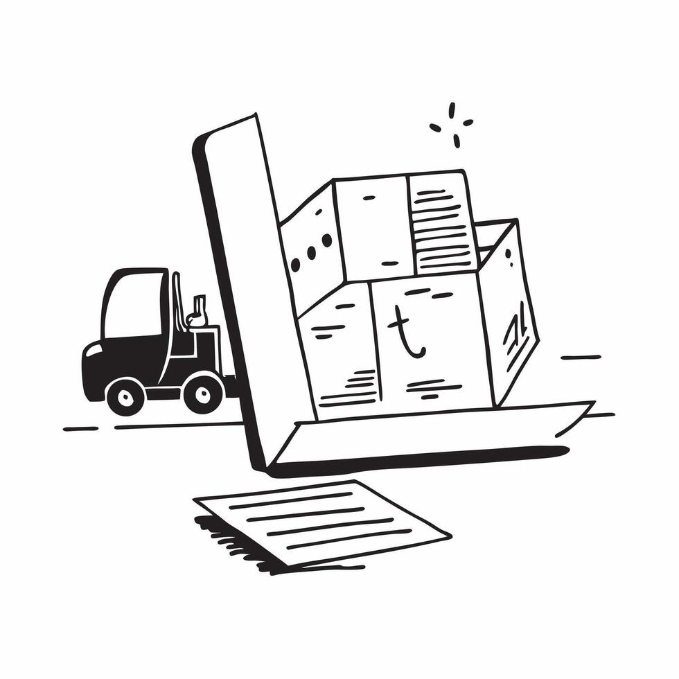 Forklift and a blueprint symbolizing efficient warehouse design in double exposure with copy space concept as A forklift blended with a blueprint representing efficient warehouse Clear vector