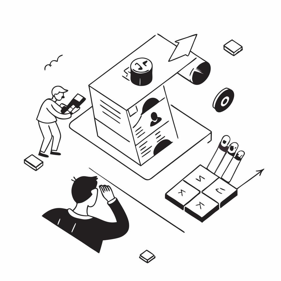 flat icon Workflow Digitization Project concept as A business undertakes a workflow digitization project to reduce paperwork and enhance data accessibilitySimple flat illustration Clear vector