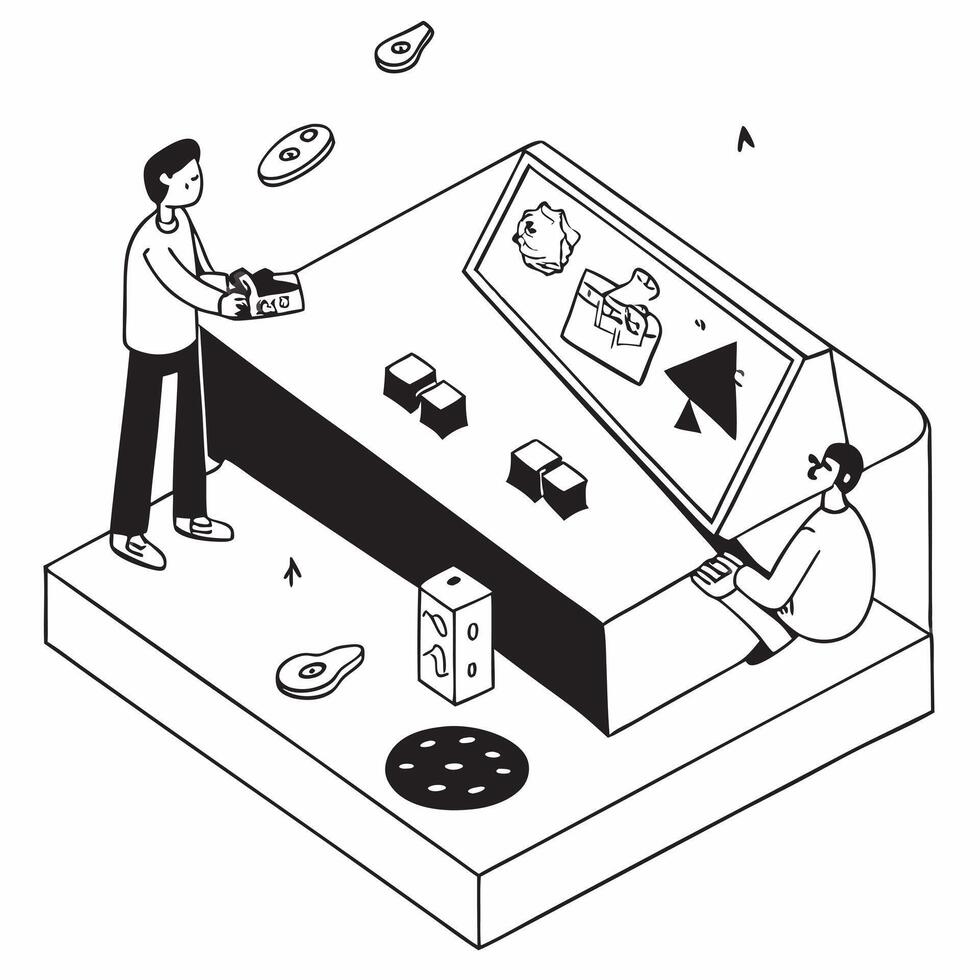 flat icon VR Gaming Championship concept as Competitors participate in a VR gaming championship facing off in virtual reality battlesSimple flat illustration in isometric scene Clear vector