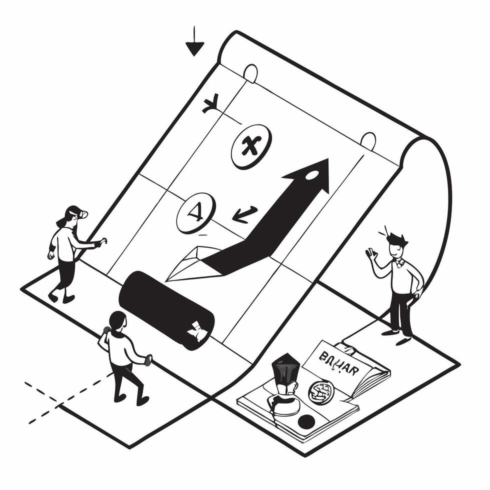flat icon Strategic Planning Retreat concept as A corporate team engages in a strategic planning retreat to streamline business operations and set goalsSimple flat illustration in Clear vector