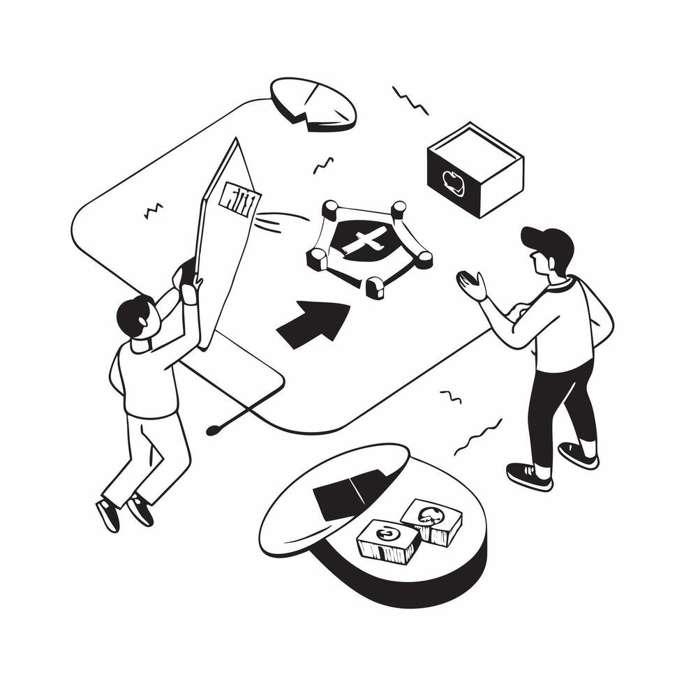 flat icon Interactive Storytelling in Games concept as Players experience interactive storytelling in games making choices that influence the games narrativeSimple flat illu Clear vector