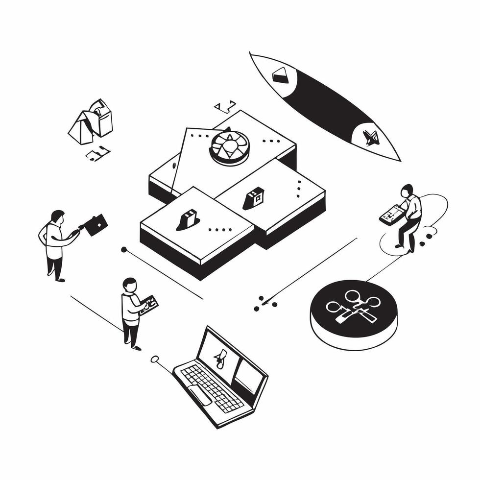 flat icon LAN Party Gaming Setup concept as A group of friends sets up a local area network LAN party for an overnight gaming marathonSimple flat illustration in isometric scene Clear vector