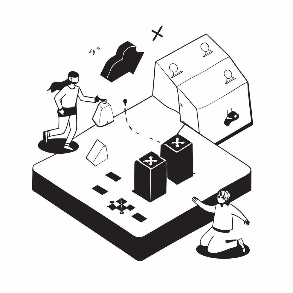 flat icon Family Gaming Evening concept as A family enjoys a gaming evening together bonding over cooperative and multiplayer gamesSimple flat illustration in isometric scen Clear vector