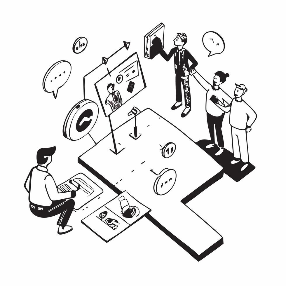 flat icon Cross Industry Career Networking Event concept as Professionals from various industries gather at a networking event to explore diverse career opportunitiesSimple flat i Clear vector
