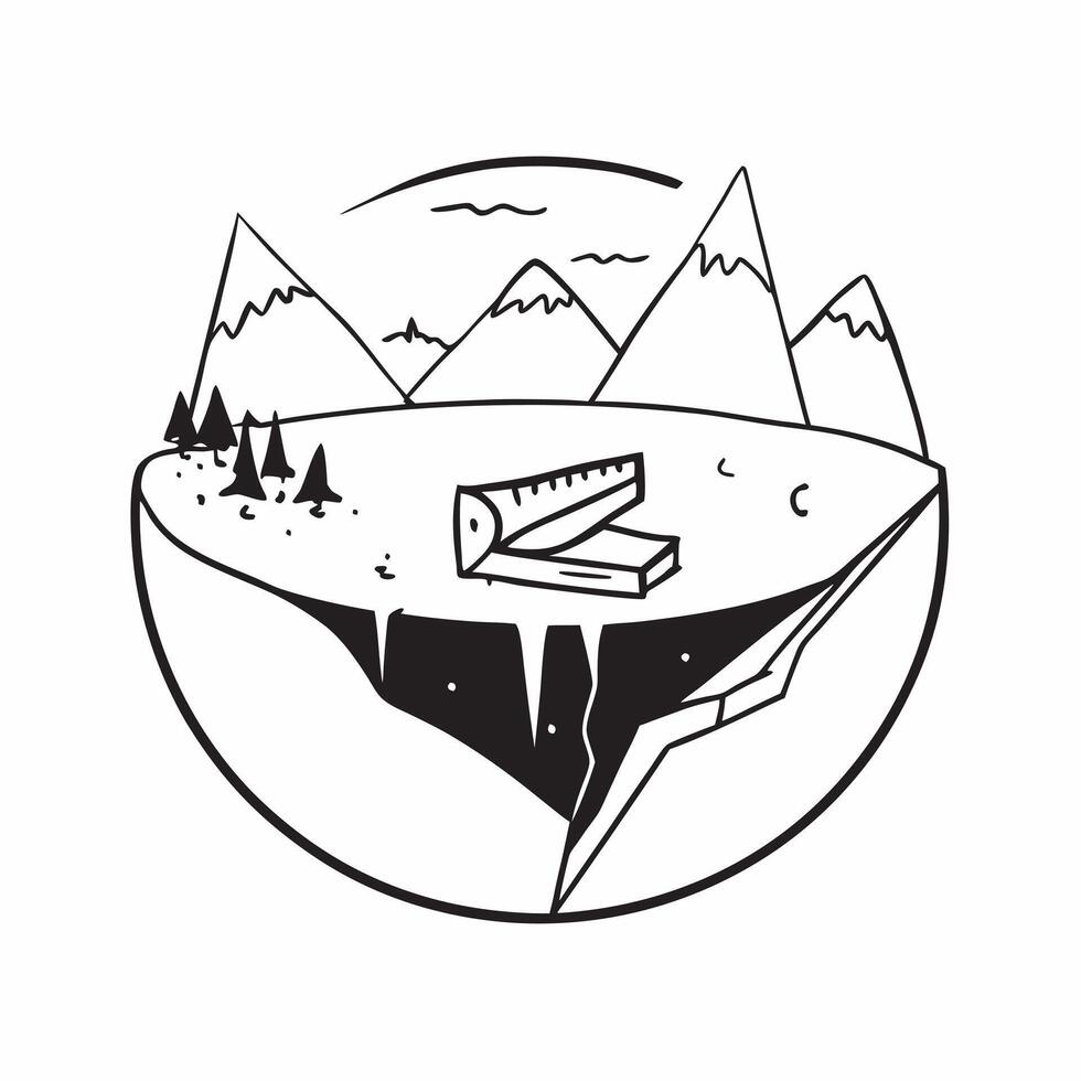 flat design backdrop Winter Wonderland on High concept as A panoramic view of snow capped mountains stretching into the horizon embodying a winter wonderland flat illustration in Clear vector