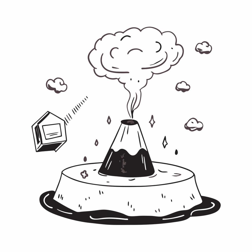 flat design backdrop Volcanic Ash Clouds concept as Ominous volcanic ash clouds billowing from an erupting volcano a powerful display of natures force flat illustration in isometr Clear Set 2 vector