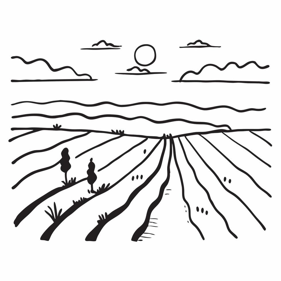 flat design backdrop Sunset Over Vineyards concept as The setting sun bathes vineyards in golden hues highlighting the rows of vines ready for harvest flat illustration in Clear vector