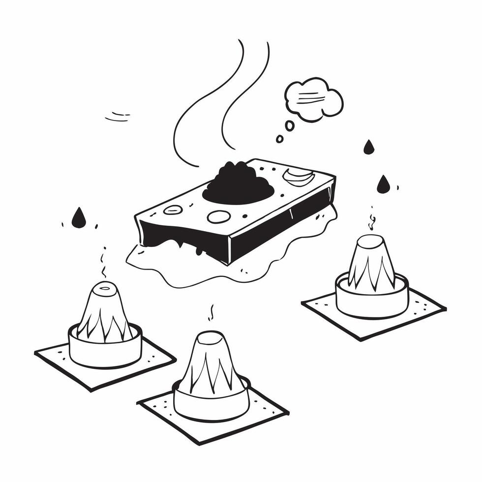 flat design backdrop Sulfur Vents in Volcanic Terrain concept as Sulfur vents releasing steam and gases in a volcanic terrain a testament to the geothermal activity beneath flat i Clear Set 2 vector