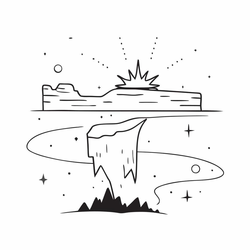 flat design backdrop Stars over Coastal Cliffs concept as Stars twinkle brightly above rugged coastal cliffs offering a striking contrast between the land and the cosmos flat illu Clear vector
