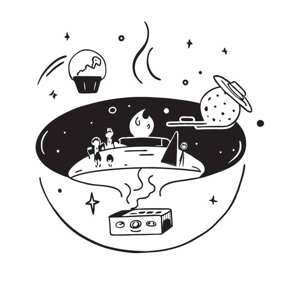 flat design backdrop Starry Sky Camping Adventure concept as Campers under a starry sky enjoy a night filled with stories and the glow of a campfire amidst the cosmic backdrop fla Clear vector