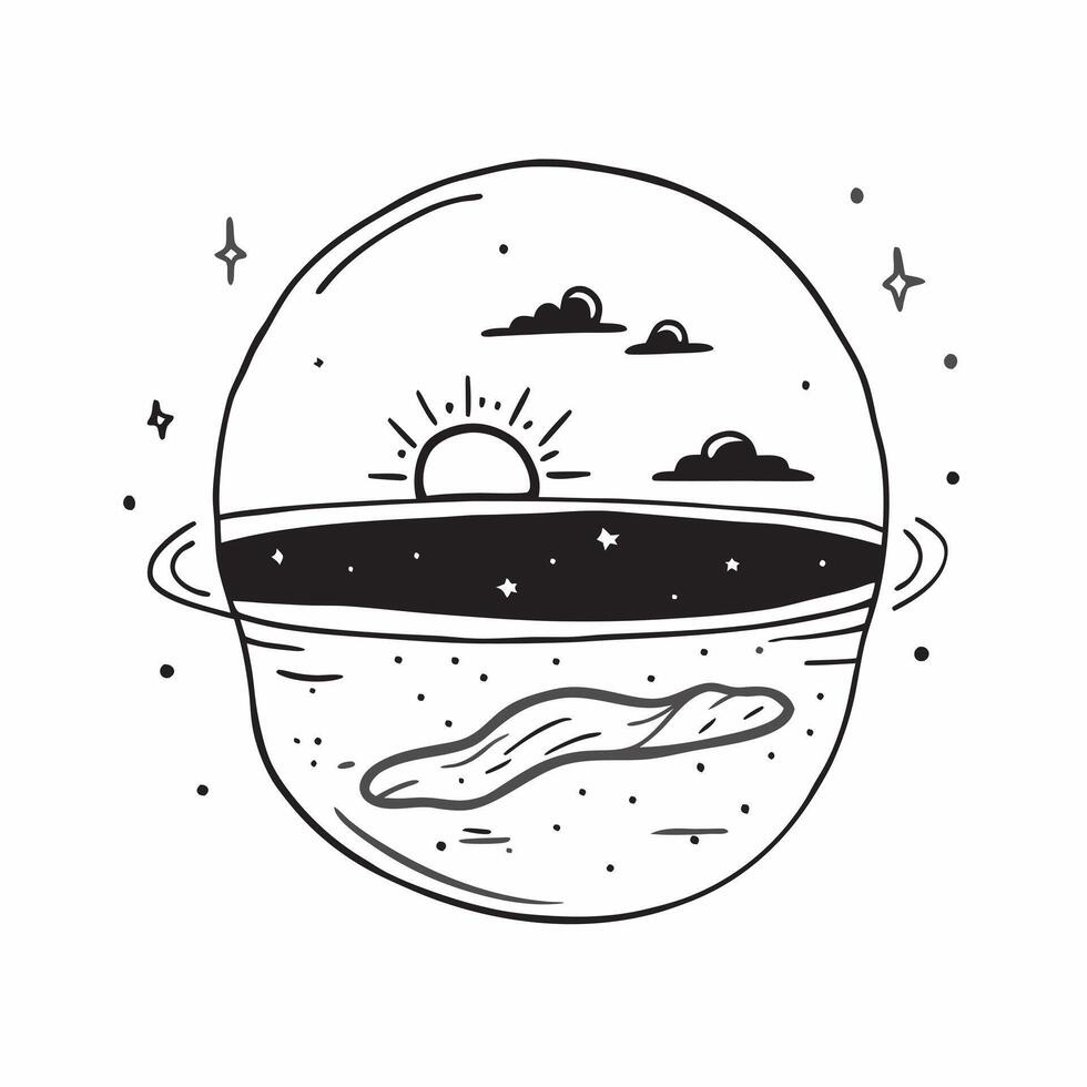flat design backdrop Starlit Lake Serenity concept as A tranquil lake under starlit skies offers perfect reflections creating a double view of the cosmos flat illustration in Clear vector